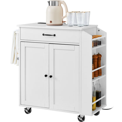 Kücheninselwagen, Rollschrank auf Rädern mit Ladestation