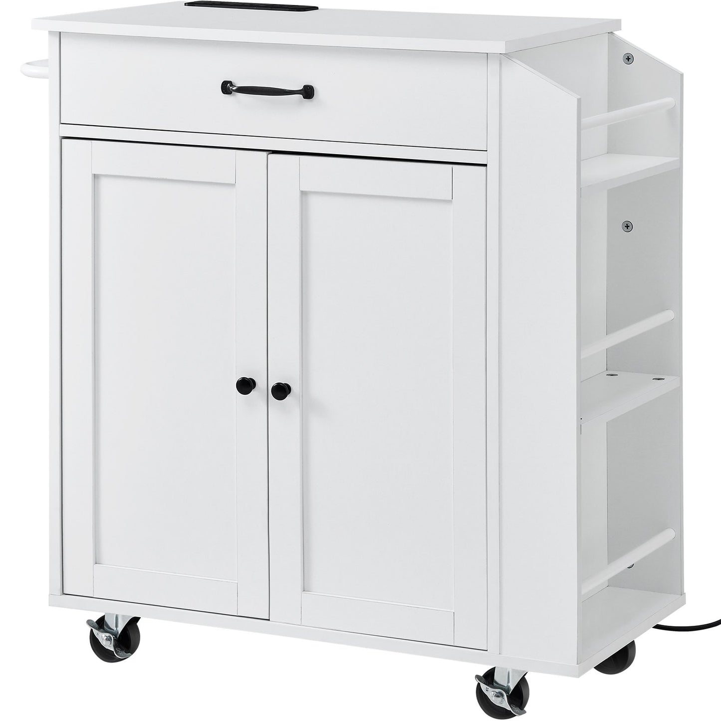 Kücheninselwagen, Rollschrank auf Rädern mit Ladestation