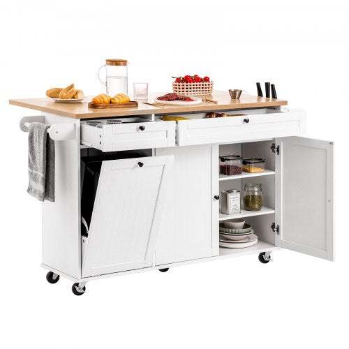 153 cm köksö vagn rullande förvaringsskåp bord låda nedfällbar skiva