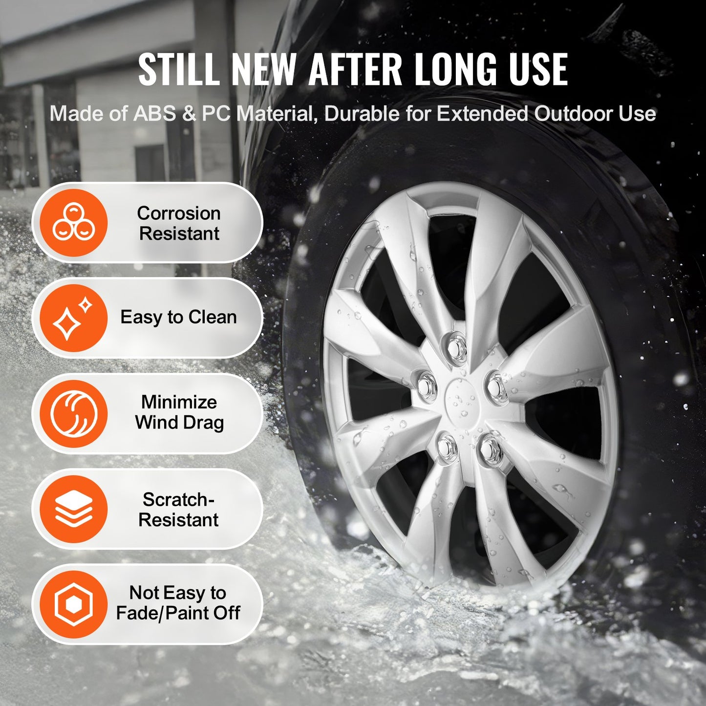 16" wheel rim protection hub caps Set of 4 robust hub caps for all weather