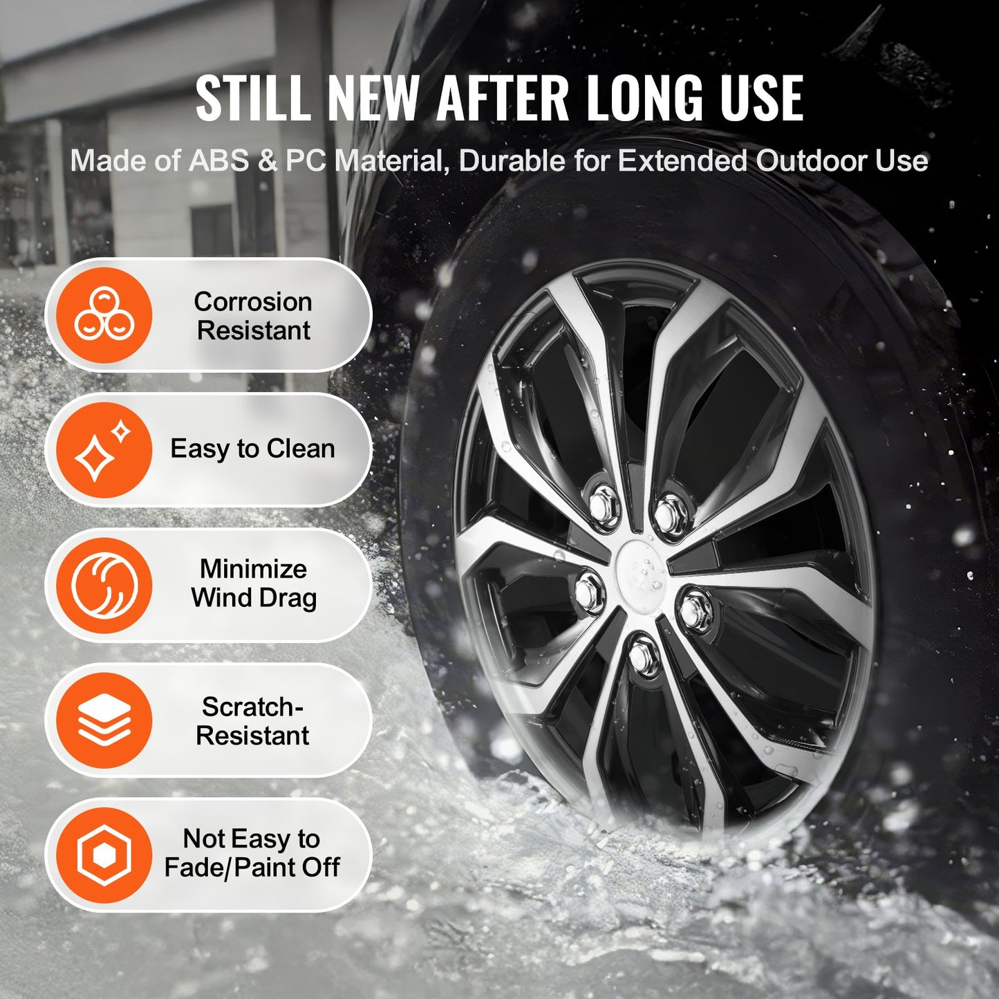 15" wheel rim protection hub caps Set of 4 robust hub caps for all weather