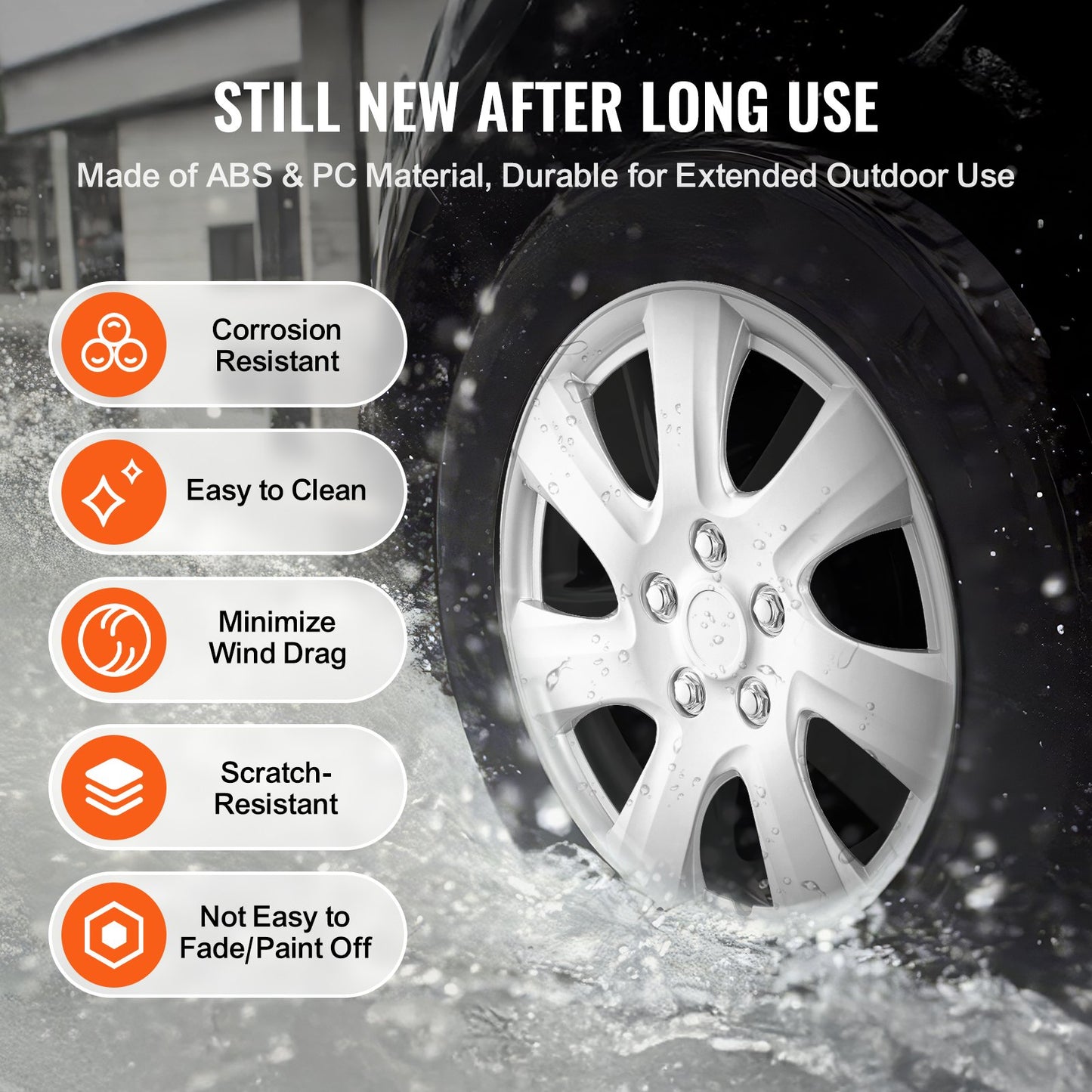 16" wheel rim protection hub caps Set of 4 robust hub caps for all weather