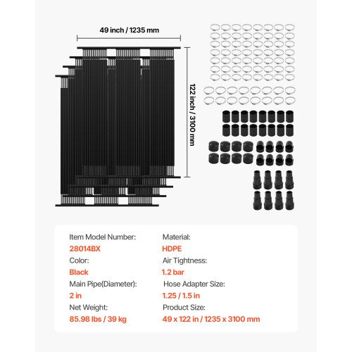 Solar Pool Heater 4 x 10 ft Above Ground Pool Heating System (4 Panels) | EU