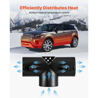 Dieselvärmarkontakt, 59 mm tillbehör till dieselvärmarkanalkontakt, T-formade 3-vägs luftventilskontakter med 2 90° roterbara ventiler, svarta skarvkopplingar för 2KW dieselvärmare |  EU