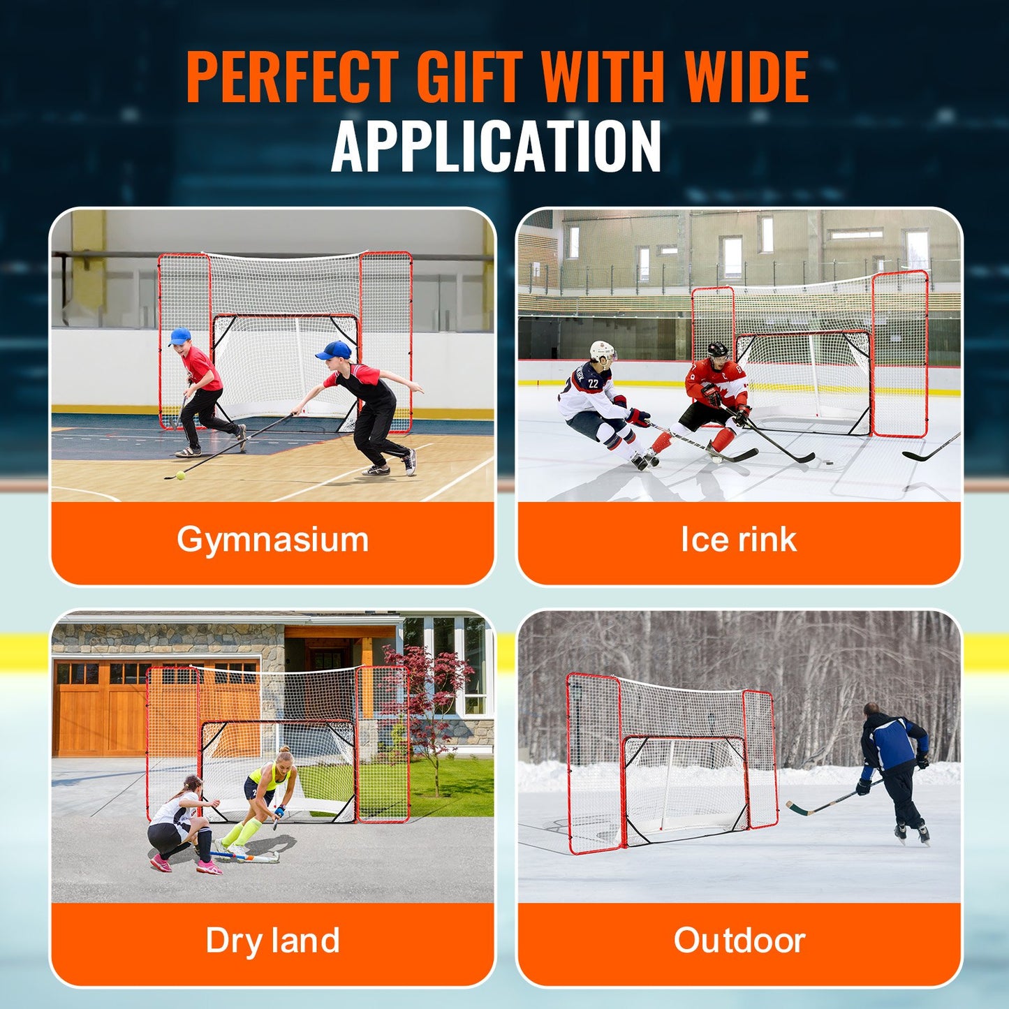 Hockey Goal med Backstop och Targets Street Outdoor Steel Hockey Net 72