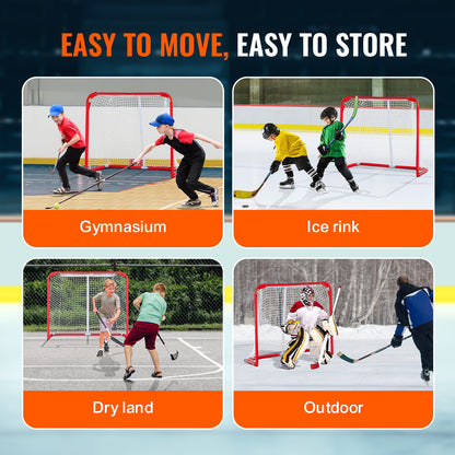Youth Street Hockey Net Indoor Outdoor Steel Hockey Goal for Kids 54"x44