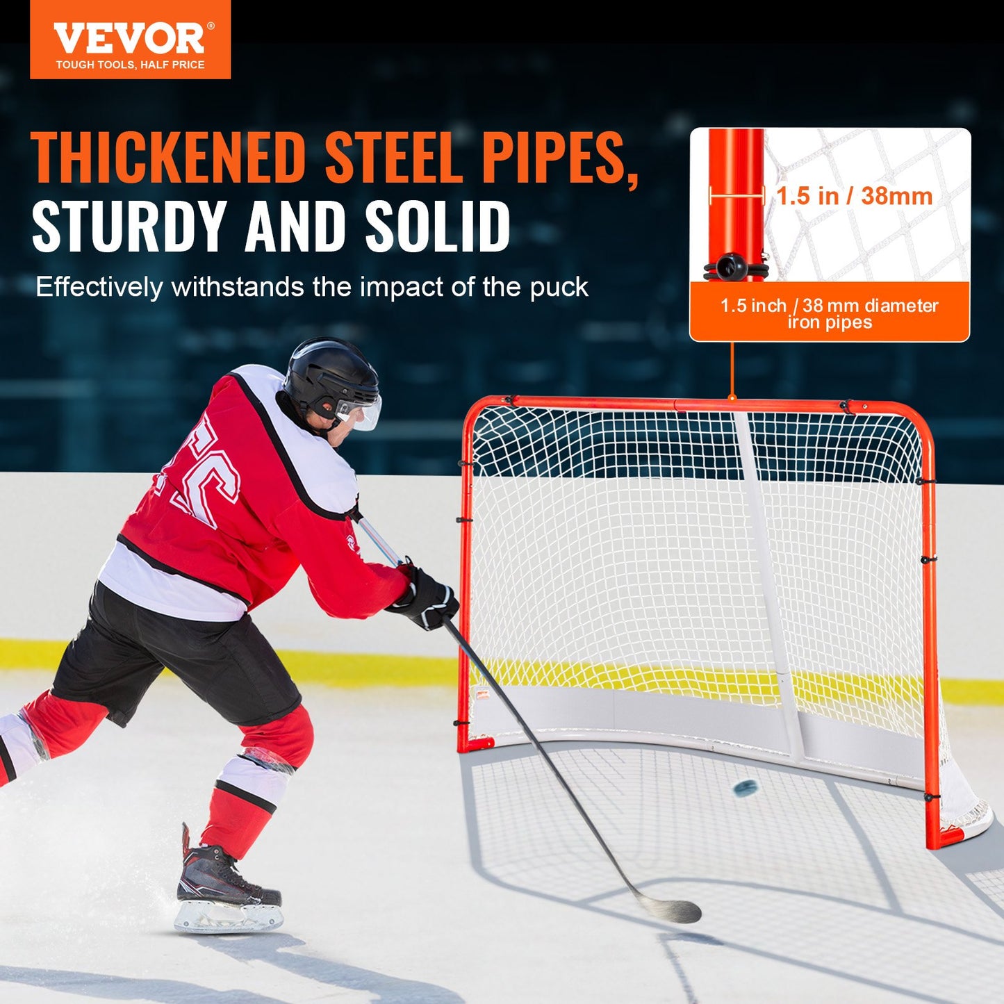 Street Hockey Net Indoor Outdoor Steel Hockey Goal Set 72"x48