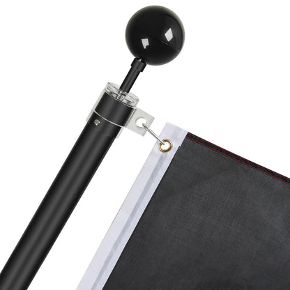 20FT Telescopic Flagpole Kit Heavy Duty Aluminum Flagpole German Black