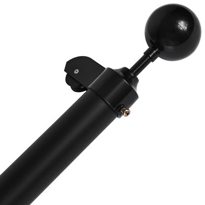 25FT löstagbar flaggstångssats Heavy Duty flaggstång i aluminium Svart