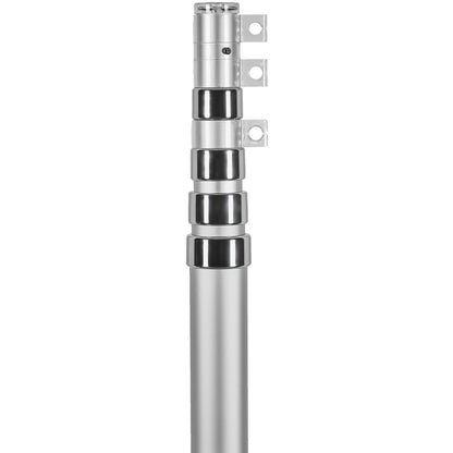 25FT teleskopisk flaggstångssats Heavy Duty flaggstång i aluminium tyskt silver