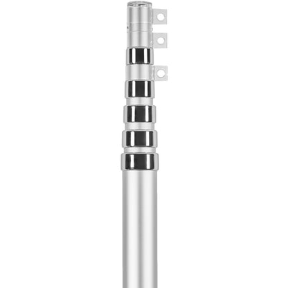 30FT Telescopic Flagpole Kit Heavy Duty Aluminum Flagpole Silver