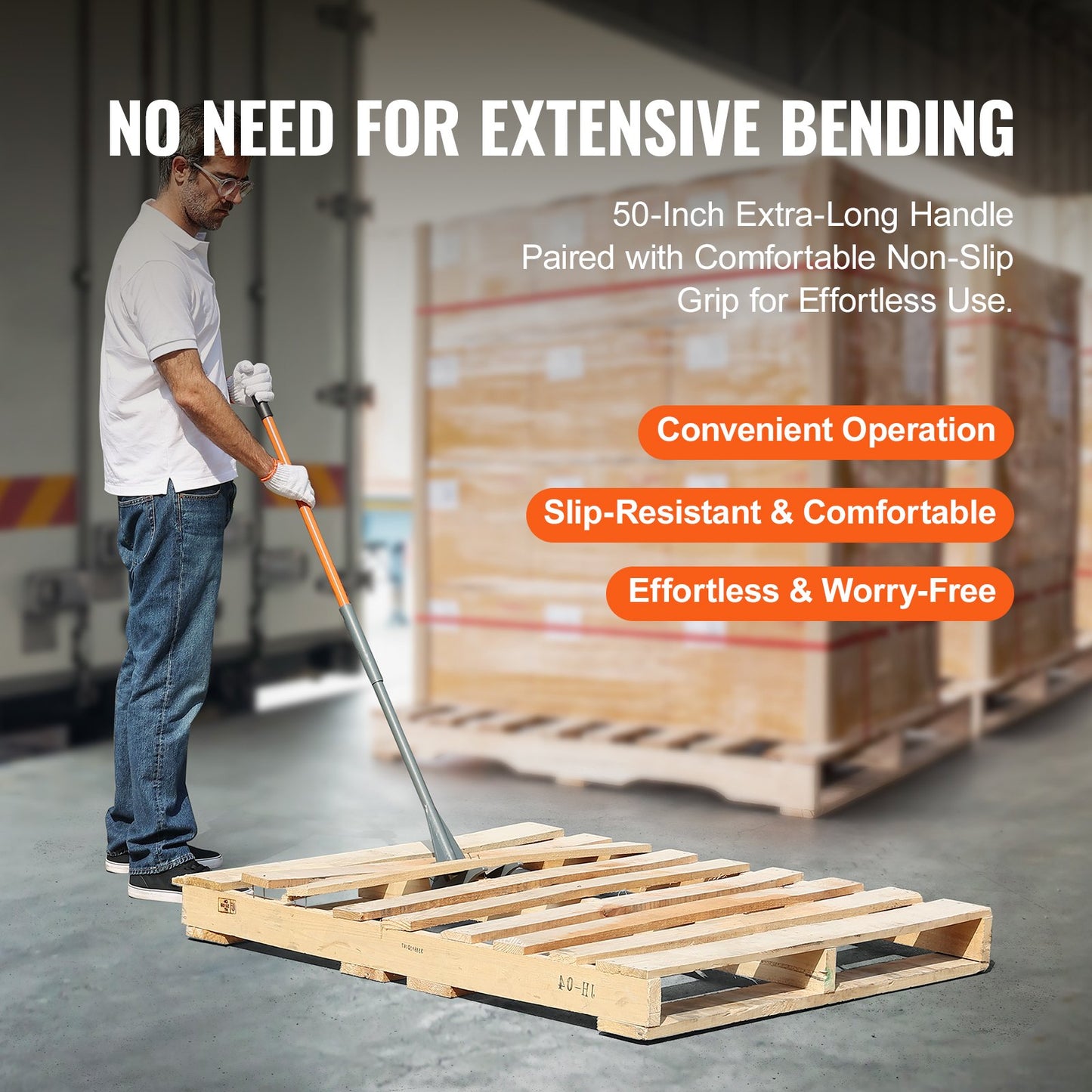 Pallet Buster, 50-inch Handle, 2000 lbs Weight Capacity, Q235 Carbon Steel, Heavy Duty Deck Wrecker Demolition Wooden Pallet Tool Breaker Pry Bar Puller for Effective and Easy Board Removal