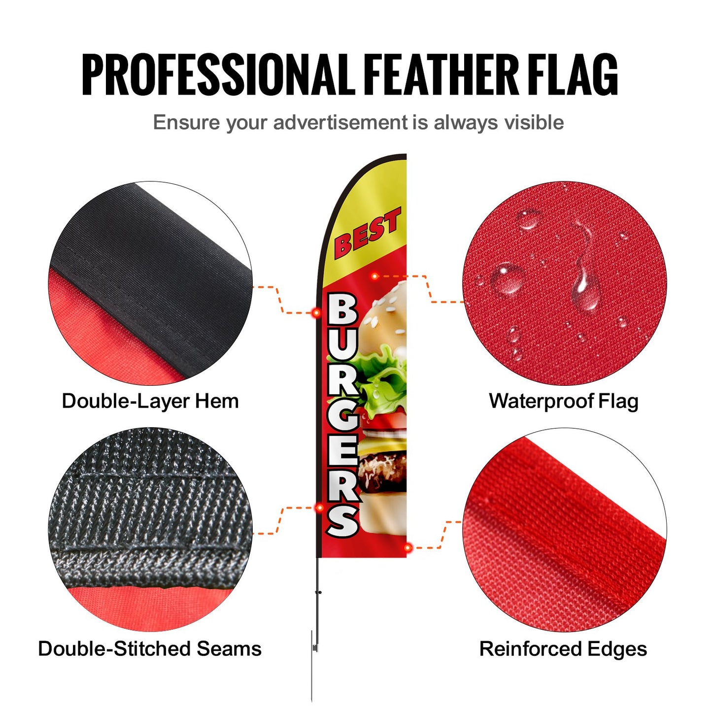 Burger Restaurant Reklam Fjäder Flagga Kit Swooper Flag Poles 16,3 FT