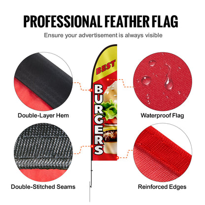 Burger Restaurant Reklam Fjäder Flagga Kit Swooper Flag Poles 16,3 FT