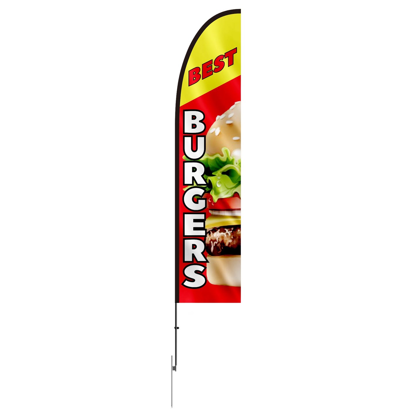 Burger Restaurant Reklam Fjäder Flagga Kit Swooper Flag Poles 16,3 FT