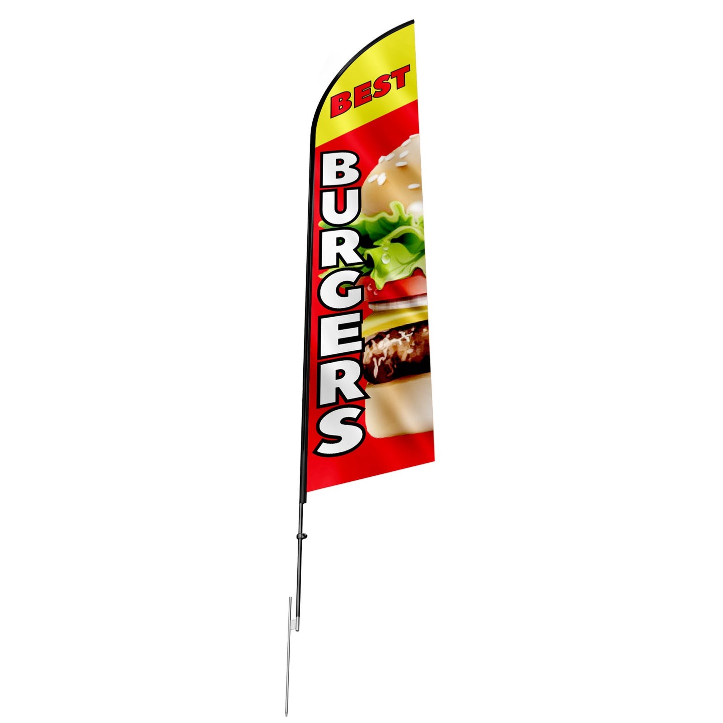 Burger Restaurant Reklam Fjäder Flagga Kit Swooper Flag Poles 16,3 FT
