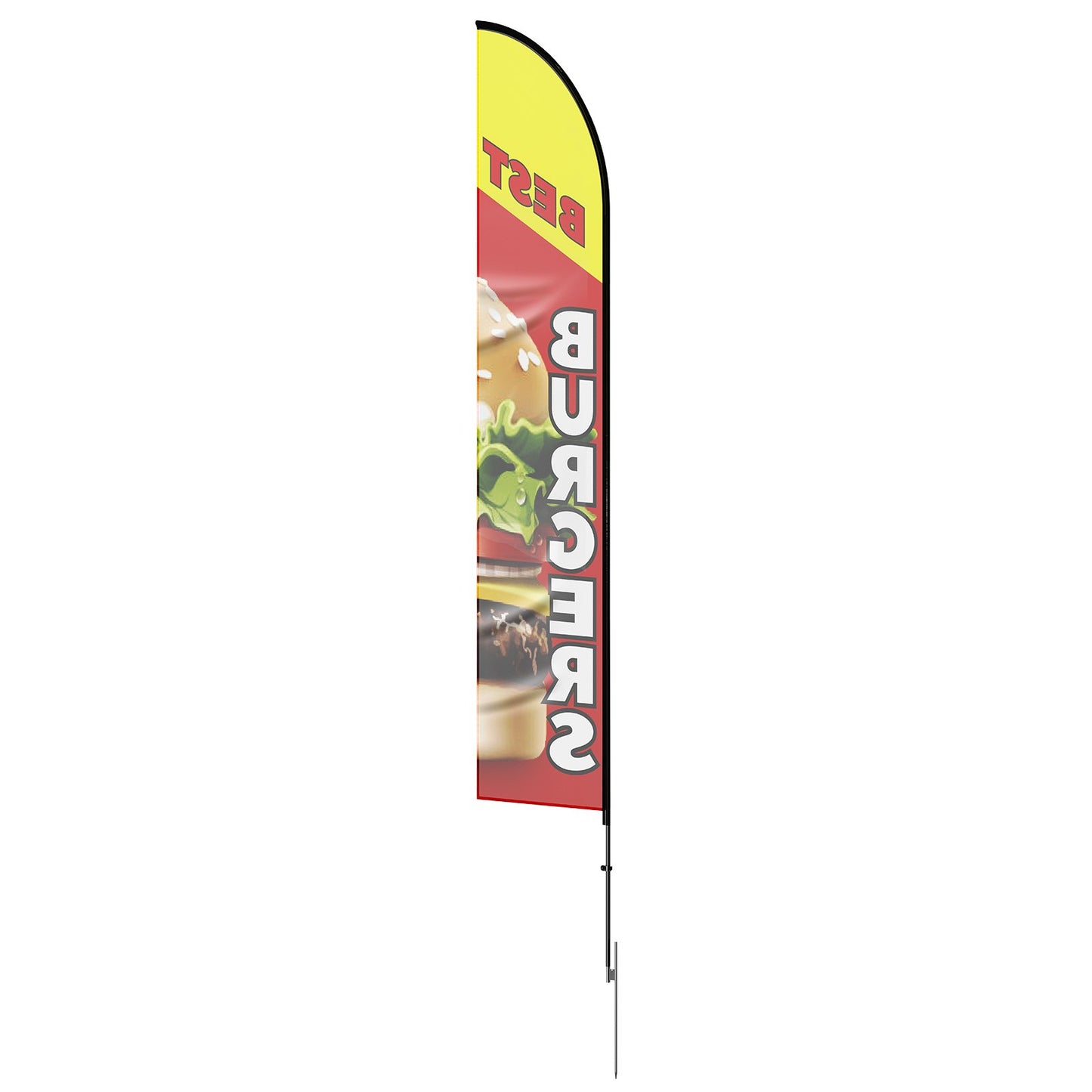 Burger Restaurant Reklam Fjäder Flagga Kit Swooper Flag Poles 16,3 FT