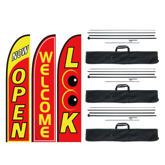 Open Flags for Business Advertising Feather Flag Kit Open Look Välkommen