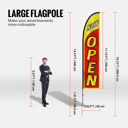 Öppna flaggor för företagsreklamflaggor och stolpar för utanför 16,3 FT
