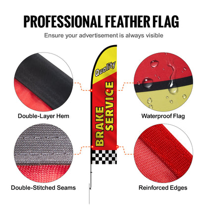 Auto Repair Advertising Feather Flag Kit Swooper Flags and Poles 16,3 FT