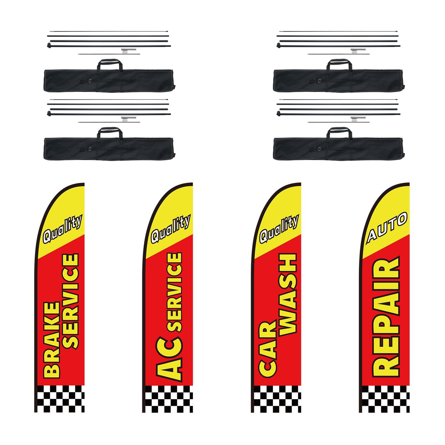 Auto Repair Advertising Feather Flag Kit Swooper Flags and Poles 16,3 FT