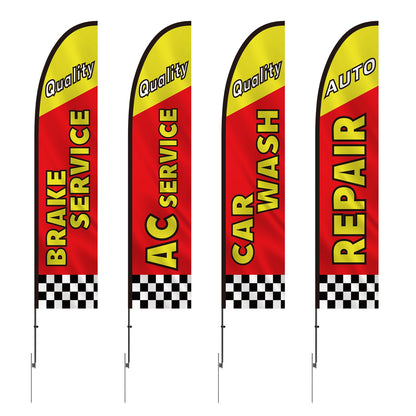 Auto Repair Advertising Feather Flag Kit Swooper Flags and Poles 16,3 FT