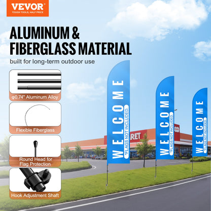 Feather Flag Pole Kit 3-pack Swooper flaggstång 16,3 fot med markinsatser