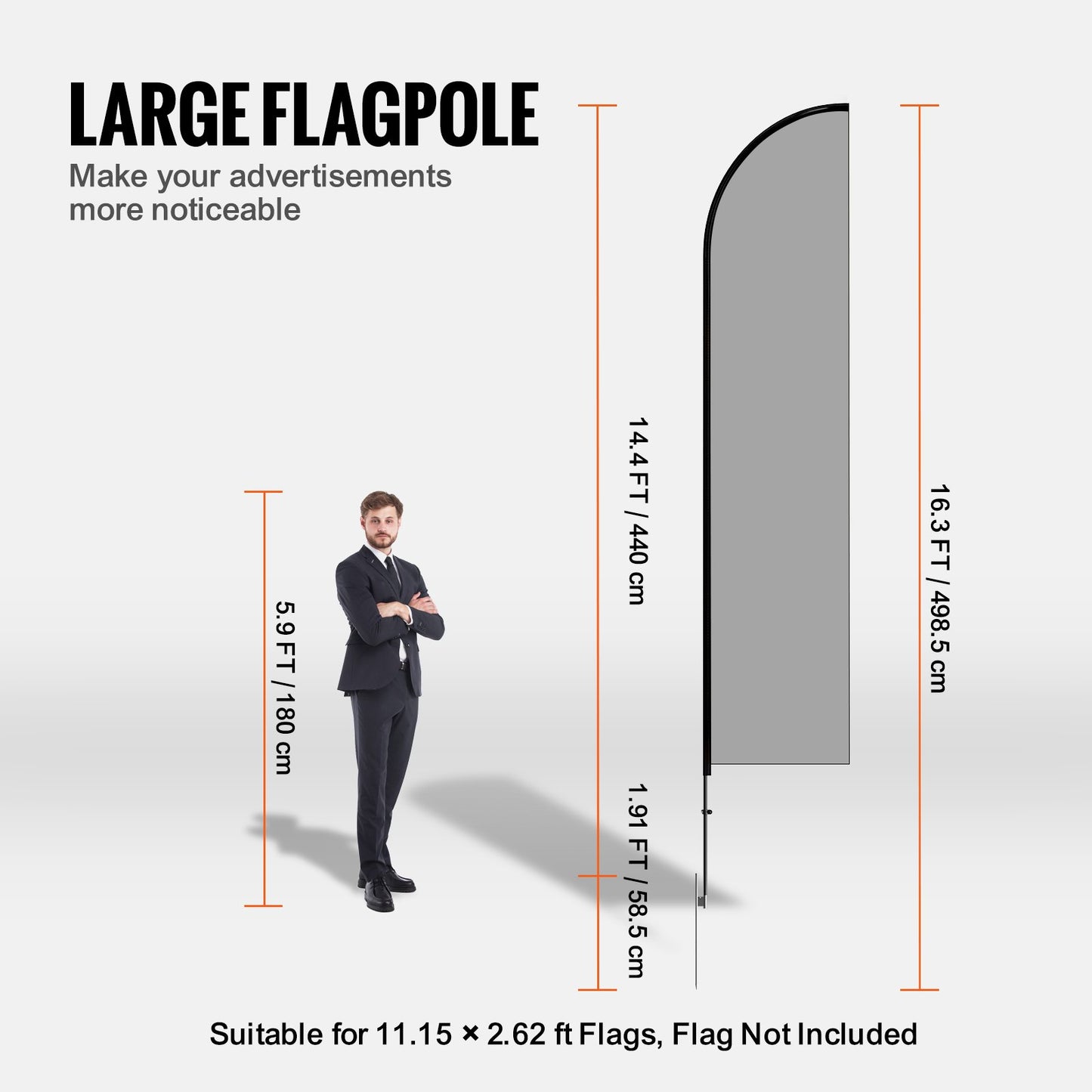 Fjäder flaggstångssats 4-pack Swooper flaggstång 16,3 fot med markinsatser