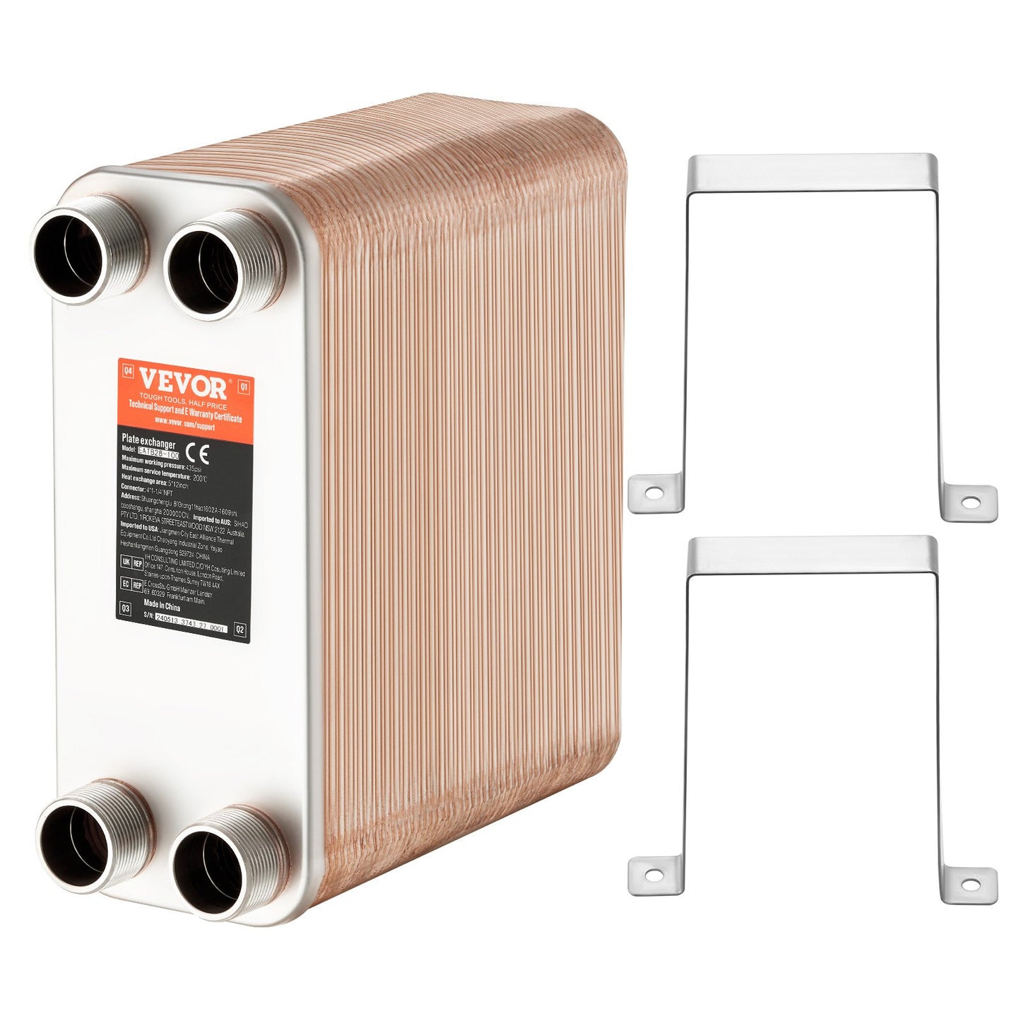 100 Plate Heat Exchangers 4*1-1/4" MNPT Ports 5"x 12" Brazed 316L St. Steel