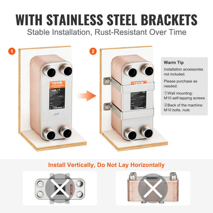 50 Plate Heat Exchangers 4*1-1/4" MNPT Ports 5"x 12" Brazed 316L St. Steel