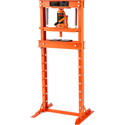 Hydraulic, 12 ton H-ramgolv, stansplåtar, justerbar arbetsbordshöjd för att böja eller räta ut metall, garage eller hem Butikspress, orange