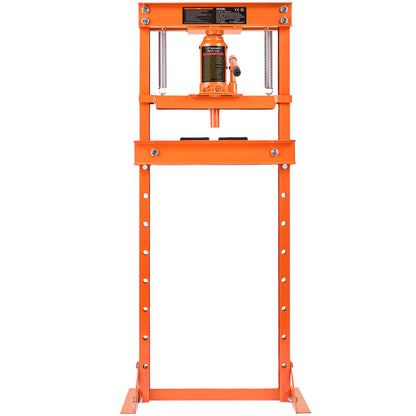 Hydraulic, 12 ton H-ramgolv, stansplåtar, justerbar arbetsbordshöjd för att böja eller räta ut metall, garage eller hem Butikspress, orange