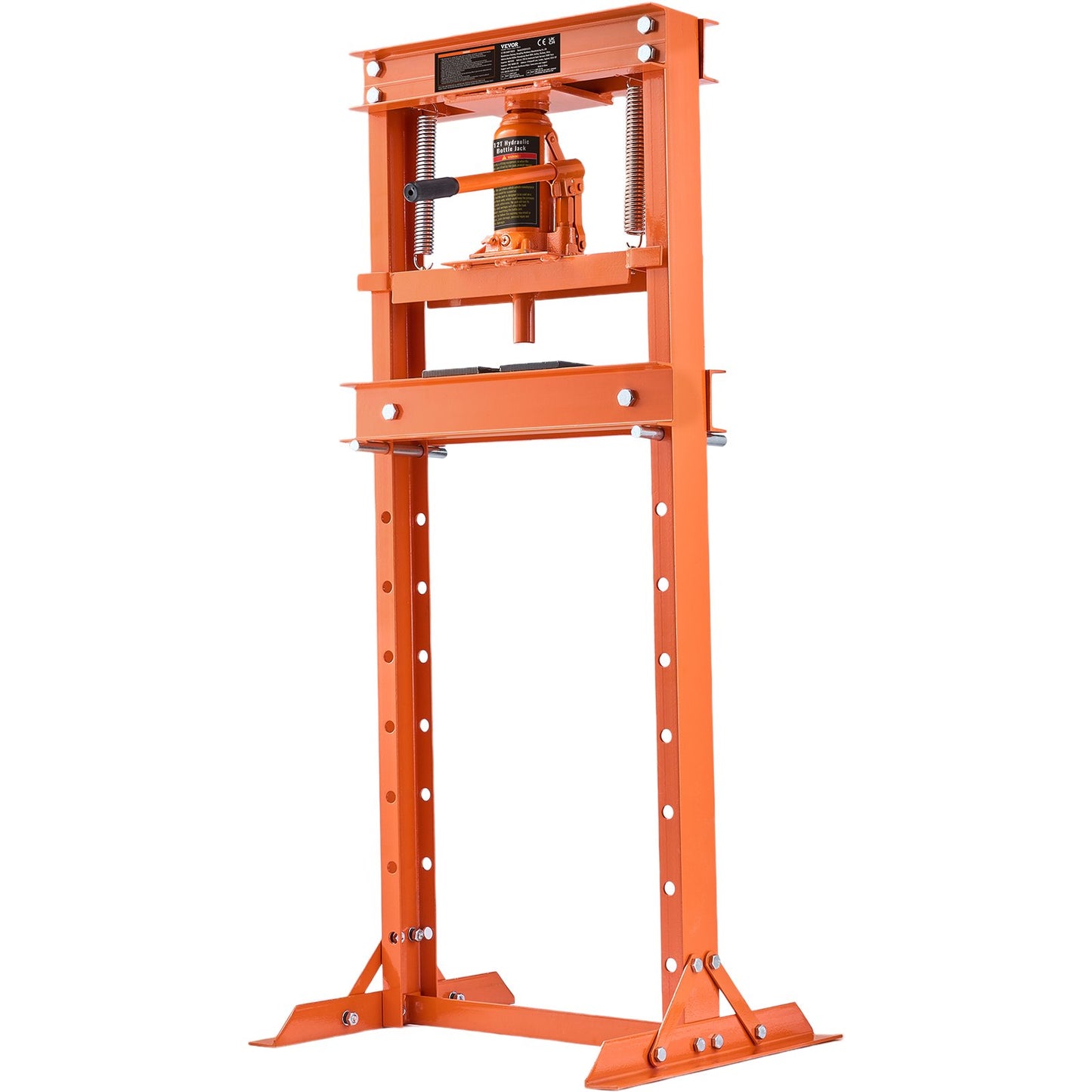 Hydraulic, 12 ton H-ramgolv, stansplåtar, justerbar arbetsbordshöjd för att böja eller räta ut metall, garage eller hem Butikspress, orange