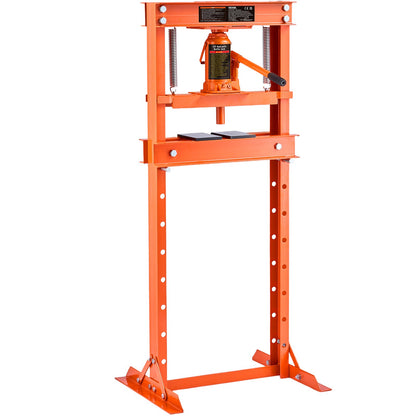 Hydraulic, 12 ton H-ramgolv, stansplåtar, justerbar arbetsbordshöjd för att böja eller räta ut metall, garage eller hem Butikspress, orange