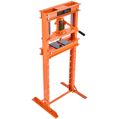 Hydraulic, 12 ton H-ramgolv, stansplåtar, justerbar arbetsbordshöjd för att böja eller räta ut metall, garage eller hem Butikspress, orange