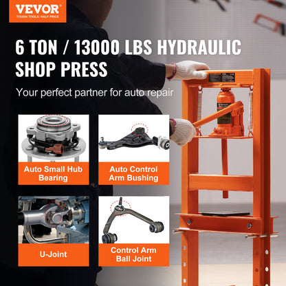 Hydraulic Shop Press 6 Ton with press plates H-Frame bench press stand
