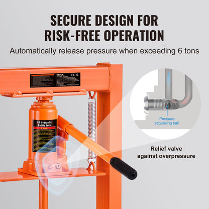 Hydraulic Shop Press 6 Ton with press plates H-Frame bench press stand