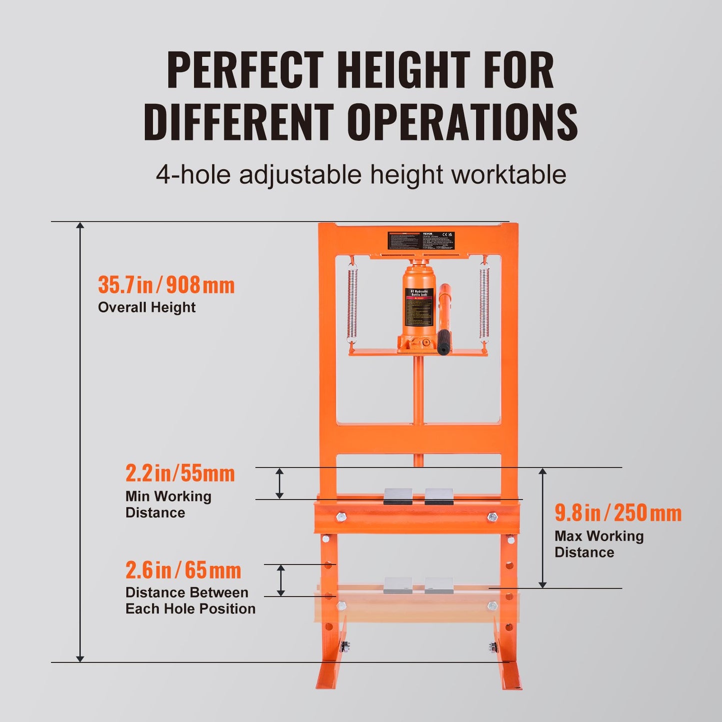 Hydraulic Shop Press 6 Ton with press plates H-Frame bench press stand