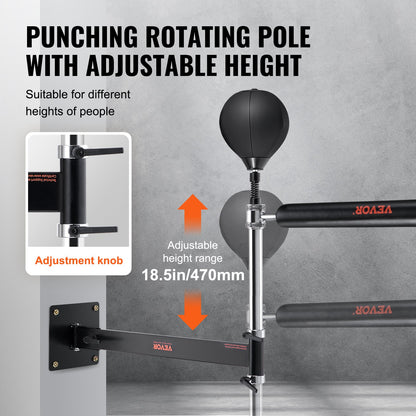 Wall Mount Boxing Spinning Bar, Spinning Bar med Punching Ball, Justerbar Boxing Speed Trainer, Reflex Boxing Bar med handskar, Boxning Träningsutrustning för Kickboxning, MMA, Fitness