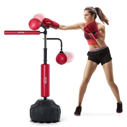 Boxing Speed Trainer, boxningssäck med stativ, reflex boxningsväska för tonåringar och vuxna, höjdjusterbar Free Standing Strike Bag Set med handskar, Workout Speed Bag för träning hemmagym, Röd