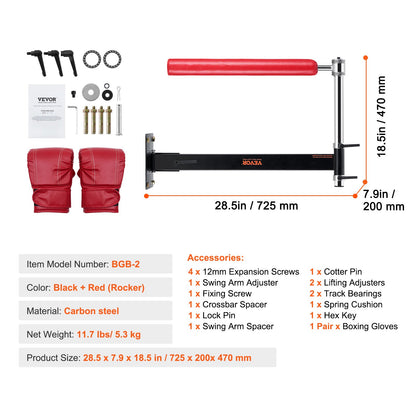 Wall Mount Boxing Spinning Bar, Justerbar Punching Spinning Bar, Boxing Speed Trainer med handskar, Red Reflex Boxing Bar, Boxning Träningsutrustning för Kickboxning, MMA, Stress Relief & Fitness