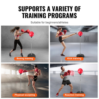 Punching Bag, Reflex Boxing Bag for Kids and Adults, Height Adjustable Free Standing Strike Bag Set with Boxing Gloves and Stand, Workout Speed Bag for Home Gym Training, Stress Relief and Fitness