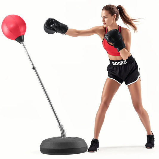 Punching Bag, Reflex Boxing Bag for Kids and Adults, Height Adjustable Free Standing Strike Bag Set with Boxing Gloves and Stand, Workout Speed Bag for Home Gym Training, Stress Relief and Fitness