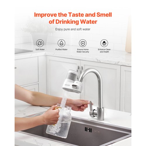 Faucet Mounted Water Filter Sink Water Purifier for Kitchen White Vertical