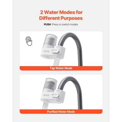 Faucet Mounted Water Filter Sink Water Purifier for Kitchen White Vertical