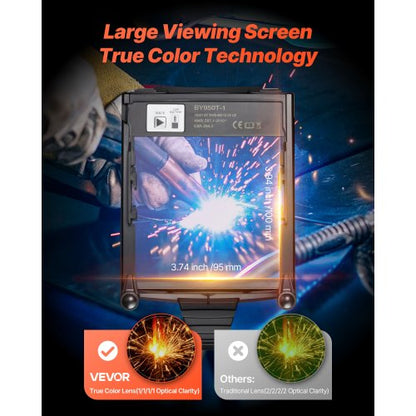 svetshjälm automatisk nedbländning, 100 x 95 mm svetshuva i äkta färg, 1/1/1/1 soldriven svetsmask med 4 ljusbågssensorer, bred skugga 4/5-9/9-13 för TIG MIG ARC-svetsning, slipning, skärning - METIS-serien |  EU