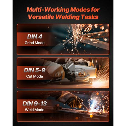 svetshjälm automatisk nedbländning, 100 x 80 mm svetshuva i äkta färg, soldriven svetsmask med 4 ljusbågssensorer, bred skugga 4/5-9/9-13 för TIG MIG-svetsning, skärning och slipning - METIS-serien |  EU