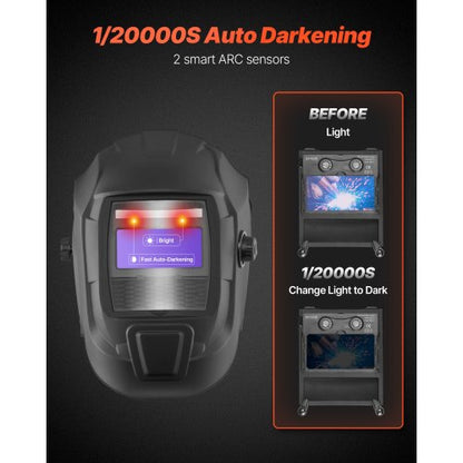 svetshjälm automatisk nedbländning, 93 x 43 mm svetshuva i äkta färg, soldriven svetsmask med 2 ljusbågssensorer, skugga 4/9-13 för TIG MIG ARC-svetsning och slipning - CRIUS-serien (mattsvart) |  EU