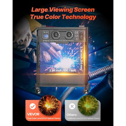 svetshjälm automatisk nedbländning, 100 x 59,4 mm svetshuva i äkta färg, soldriven svetsmask med 4 ljusbågssensorer, bred skugga 4/5-9/9-13 för TIG MIG ARC-svetsning, slipning, skärning - METIS-serien |  EU