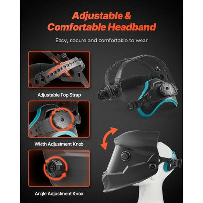 svetshjälm automatisk nedbländning, 100 x 59,4 mm svetshuva i äkta färg, soldriven svetsmask med 4 ljusbågssensorer, bred skugga 4/5-9/9-13 för TIG MIG ARC-svetsning, slipning, skärning - METIS-serien |  EU